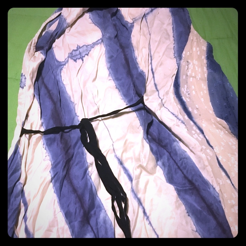 Silk Watercolor Maxi Dress w/Belt